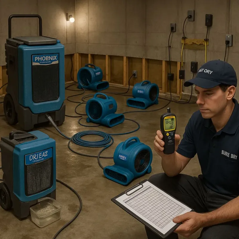 Structural Drying and Dehumidification process in Meraux, LA